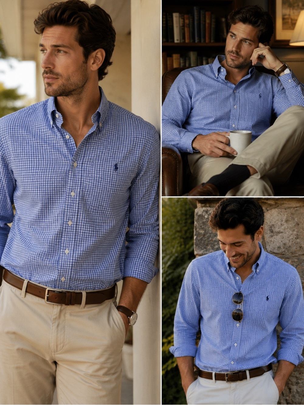 Ralph Lauren Classic Fit Blue Gingham Button Down Shirt Men’s 16 34/35